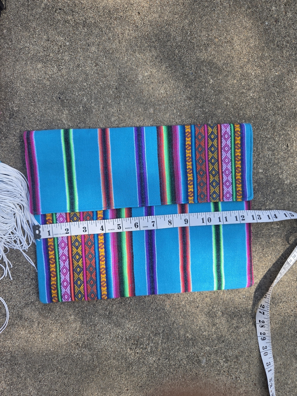 Bolivian Awayo Turquoise Multicolor Woven Foldover Clutch